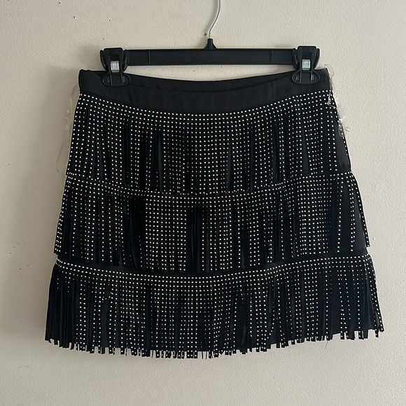 Mains Trip Black Fringe Studded Festival Skirt - Picture 3 of 5